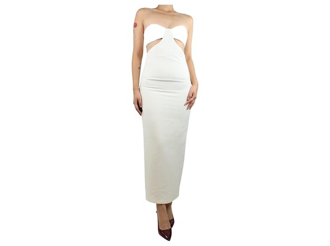 Autre Marque Abito midi bianco senza spalline con ritagli - taglia UK 8