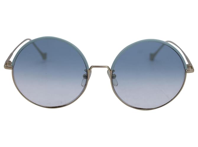 Occhiali da sole a montatura rotonda Loewe LW40008U in metallo argentato Argento Metallico