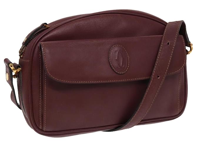 Borsa a Spalla CARTIER in Pelle Bordeaux Dorato Auth 87277 D'oro Bordò