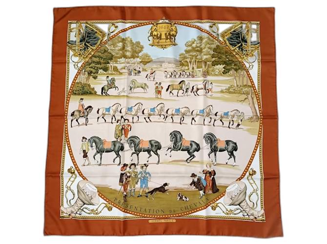 Philippe Ledoux Hermès carré Presentation de Chevaux Marrone Multicolore