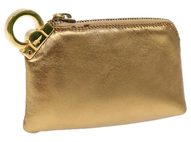 Portafoglio in pelle Gancini di Salvatore Ferragamo, oro, autentico 87699 D'oro