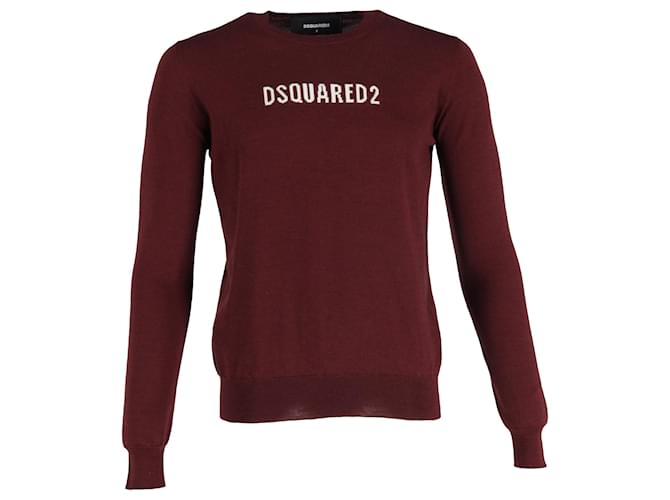 Maglione a collo rotondo in lana rossa Dsquared2 Rosso Bordò