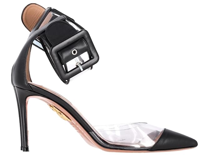 Sandali con cinturino alla caviglia in PVC Aquazzura in pelle nera Nero