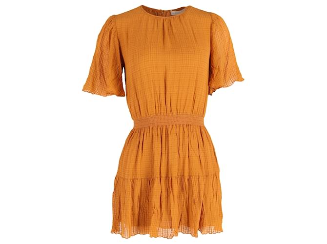 Abito Mini in Seersucker Giallo in Cotone Vanessa Bruno Romea Cammello