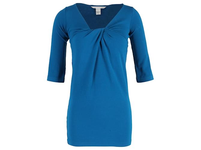 Abito mini in lana blu con scollo a V di Diane von Furstenberg