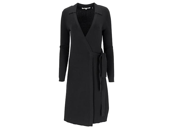 Abito avvolgente a maniche lunghe Mini Jeanne in viscosa nera di Diane Von Furstenberg Nero