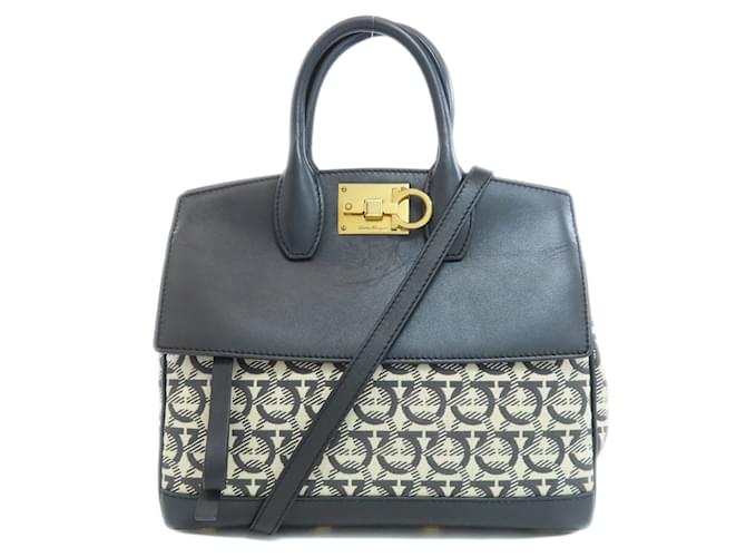 Borsa con motivo Gancini Salvatore Ferragamo Nero