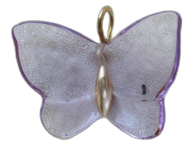 Baccarat Pendente farfalla in cristallo e oro. Porpora