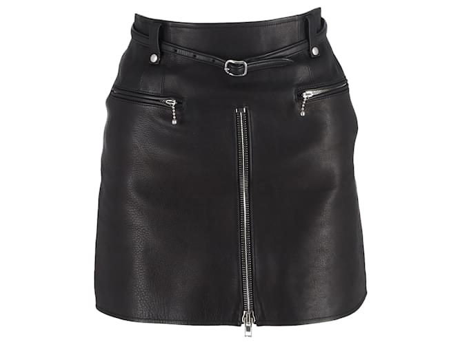 Gonna mini con zip Alexander Wang in pelle nera Nero