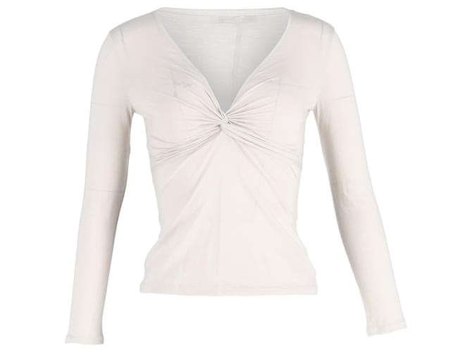 Top annodato Loro Piana in cotone crema Bianco Crudo