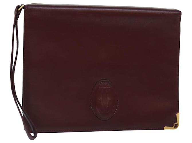 Borsa a tracolla CARTIER in pelle dorata rossa Auth bs17141 Rosso D'oro