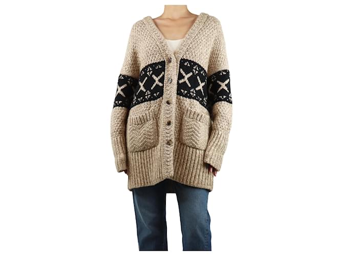 Khaite Cardigan oversized in cashmere chunky neutro - taglia XS