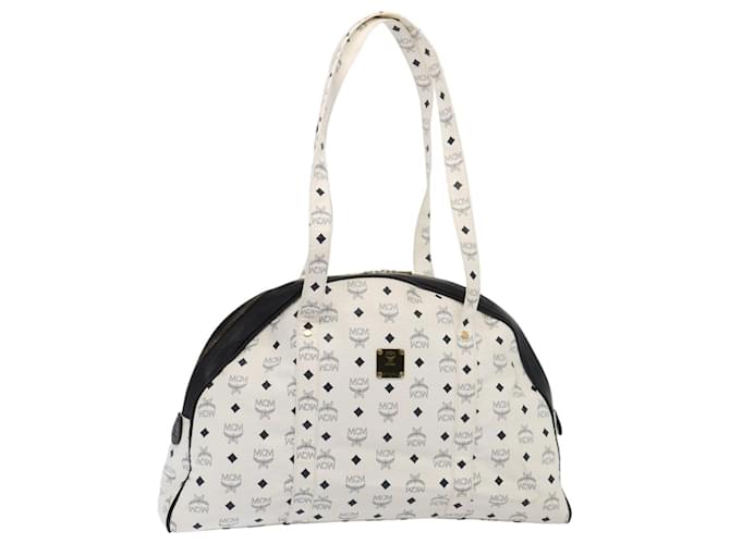 Borsa a spalla MCM Vicetos Logogram in pelle PVC bianco nero oro Auth 87648 D'oro