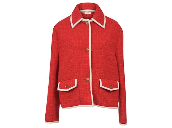Valentino Garavani Giacca Boucle Senza Tempo Valentino in Cotone Rosso