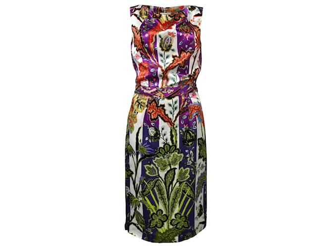 Abito mini senza maniche stampato Balenciaga in satin multicolore