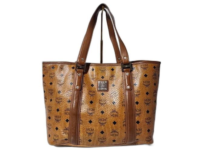 Borsa shopping MCM Visetos in cognac Marrone