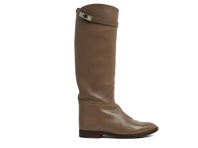 Stivali Hermès Jumping EU39.5 Pelle Taupe Stivali Kelly UK6 US8.5 Hermes