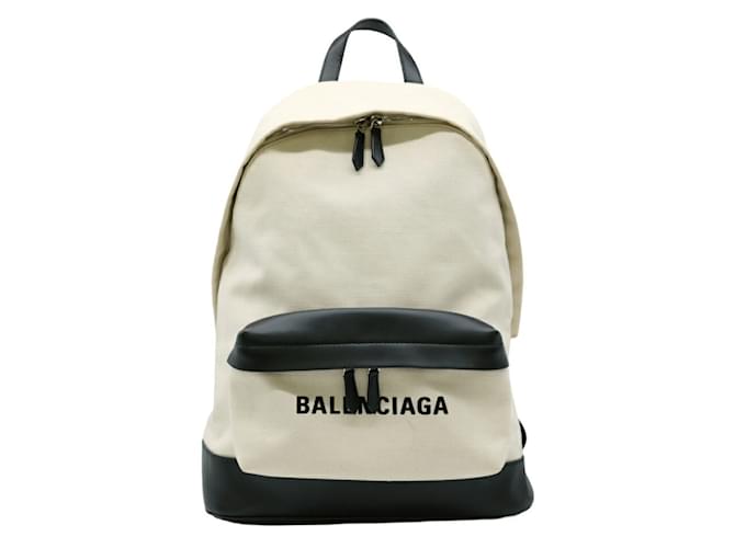 Zaino in tela e pelle Balenciaga Nero Bianco