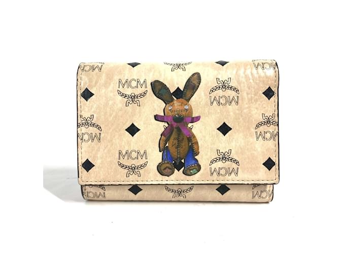Portafoglio compatto MCM Visetos Rabbit Beige