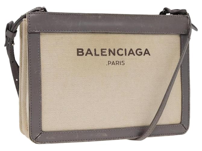 Borsa a spalla BALENCIAGA in tela grigia beige argento 390641 Auth ep5489 Marrone