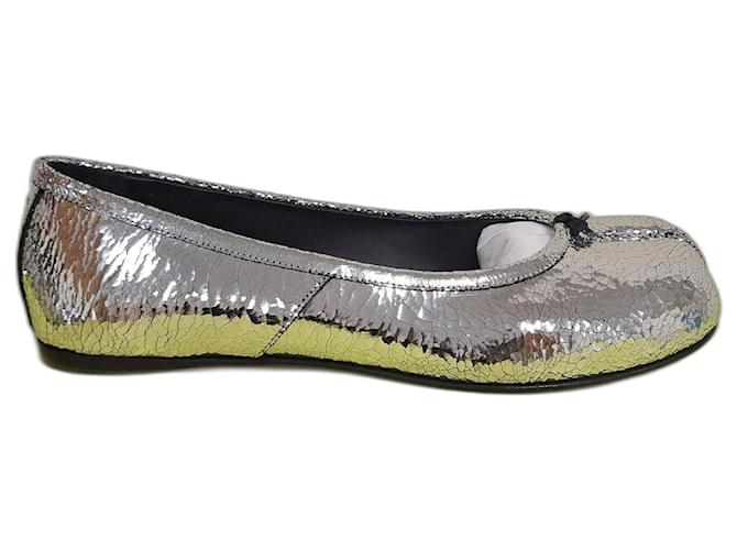 Maison Martin Margiela Ballerine Tabi - Maison Margiela in pelle argento effetto crackled