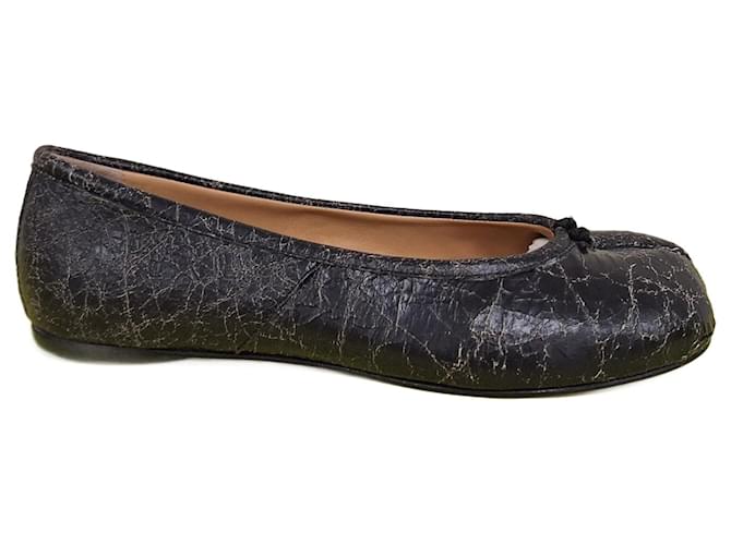 Maison Martin Margiela Scarpe Basse Ballerine Tabi - Maison Margiela - Nero - Pelle effetto crackled leatjher