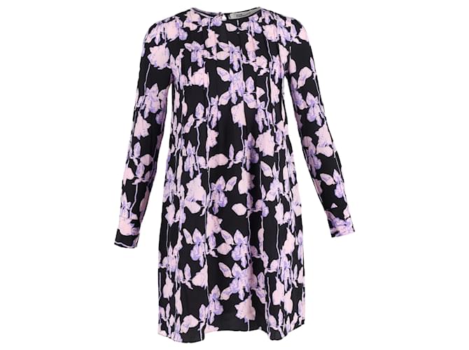 Abito shift plissettato Joyce in seta con stampa floreale di Diane von Furstenberg