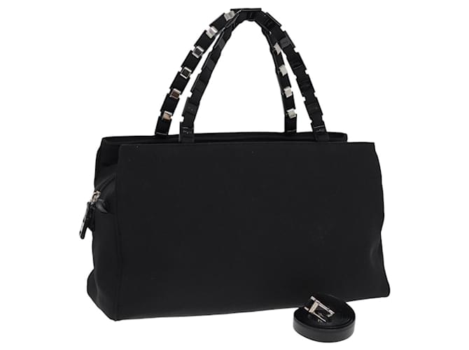 Borsa a mano Salvatore Ferragamo in nylon 2 vie nera argento autentica bs17551 Nero