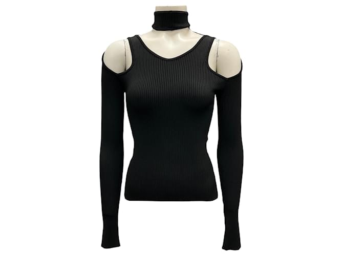 Top in maglia a coste nera con dettaglio cut-out Coperni Nero