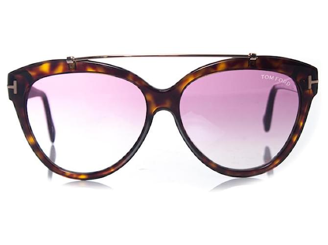 Tom Ford Occhiali da sole Livia con stampa tartaruga Marrone
