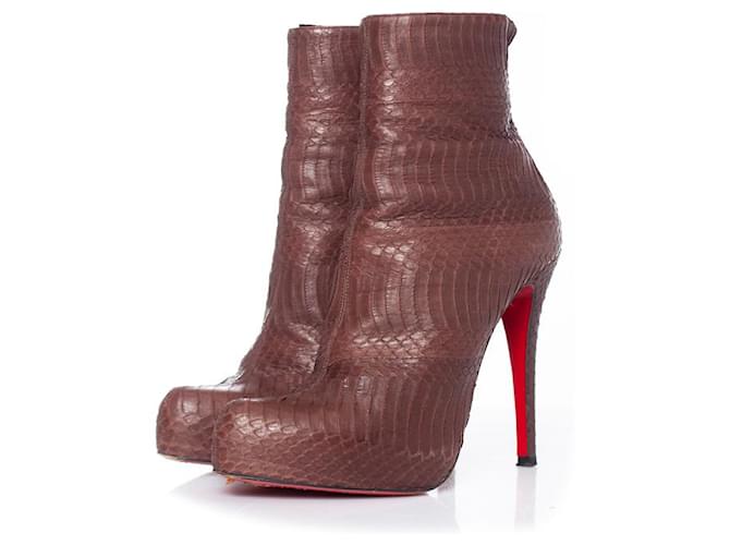 Christian Louboutin stivali platform in pelle di serpente Marrone