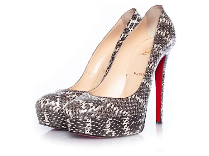 Christian Louboutin Pumps platform Bianca in pitone Grigio