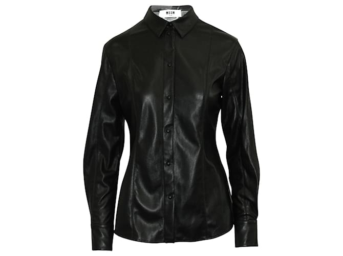 Camicia in ecopelle MSGM in poliuretano nero