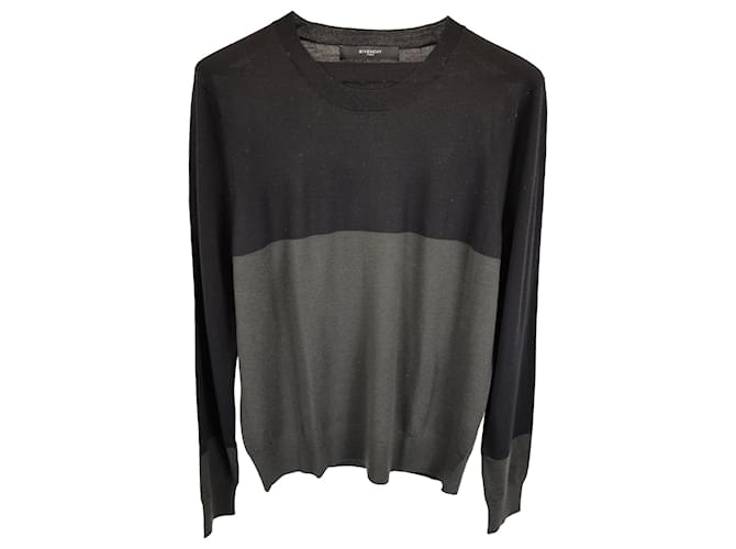Maglione a collo rotondo bicolore Givenchy in lana nera e grigia Multicolore