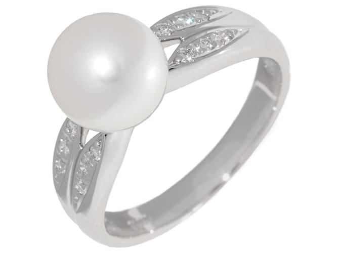 Autre Marque Anello in diamante e perla Pt900