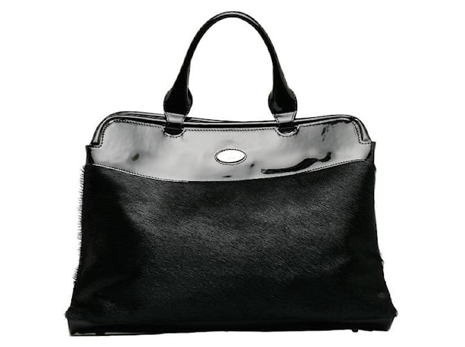 Borsa a mano in pelle verniciata Harako in edizione limitata per l'80° anniversario di Furla Nero