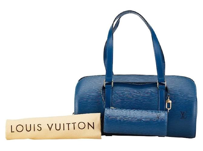 Borsa a mano Louis Vuitton Soufflot in pelle Epi Blu