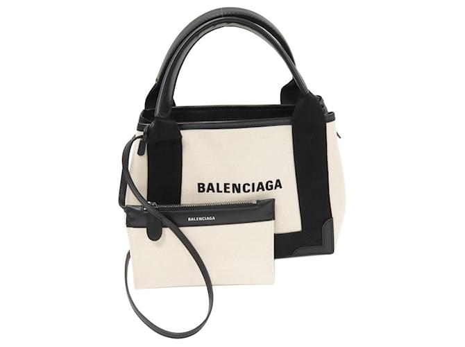 Borsa Cabas 2way in tela di vitello navy Balenciaga 390346 Beige