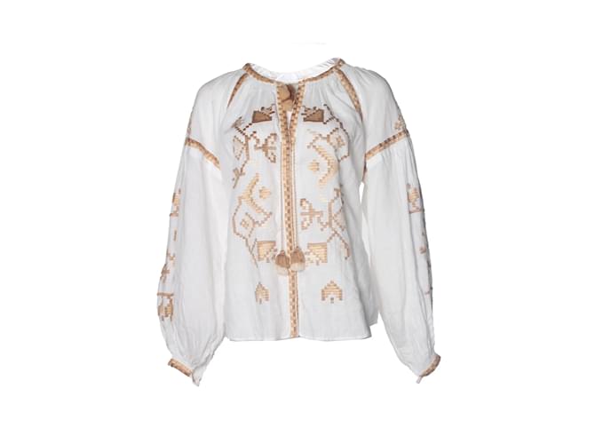 Autre Marque Undici marzo, blusa ricamata etnica bianca Bianco
