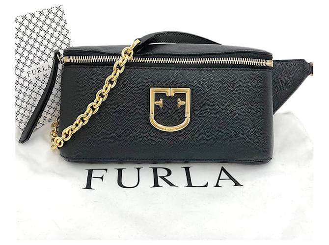 Borsa a spalla in pelle Furla nera Nero