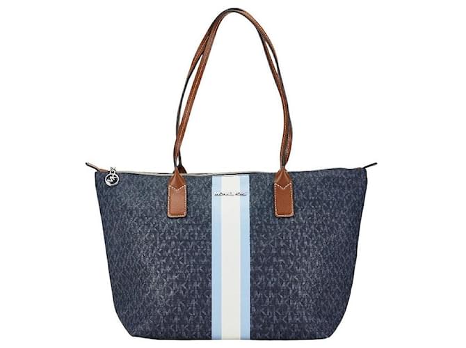 Borsa tote in PVC con monogramma MK di Michael Kors Blu