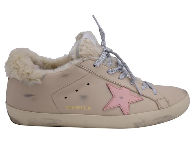 Sneakers Golden Goose Super-Star con shearling in pelle nuda Marrone Carne
