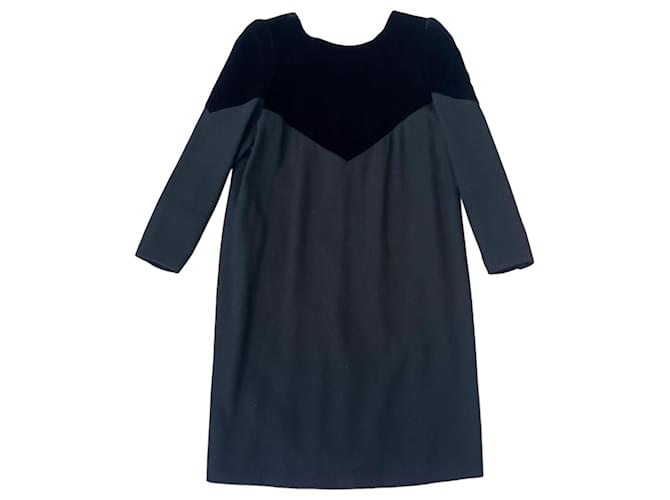 Valentino Garavani Valentino Couture abito nero elegante in lana e velluto