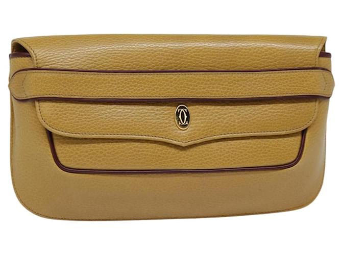 Borsa a tracolla CARTIER in pelle beige dorato Auth 88975 D'oro