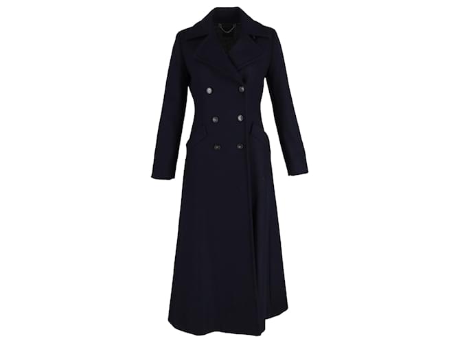Cappotto svasato doppiopetto Max Mara in lana blu navy