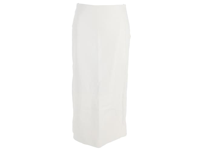 La gonna midi a vita alta dritta con spacco posteriore in pelle bianca di The Row Bianco