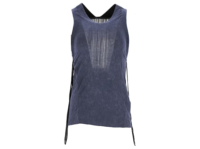 Top in cotone blu con dettagli in frange di Theyskens' Theory