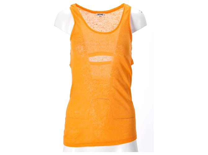 Top Beadu Cut di Acne Studios in lino arancione Corallo