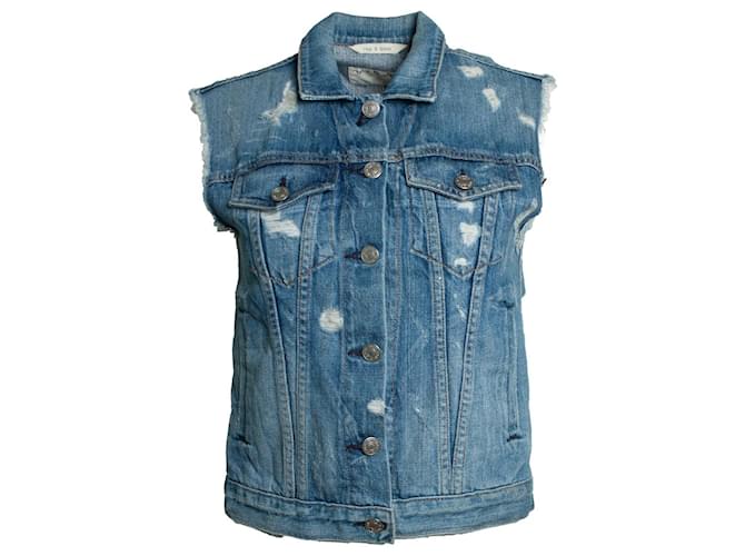 Rag & Bone, gilet in denim strappato Blu