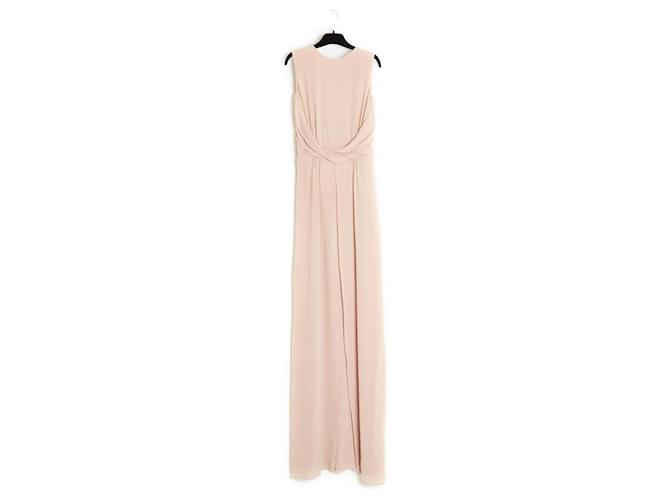 Autre Marque Abito Maxi Couture FR38 Rosa Nudo in Crepe di Seta Vestal Maxi Dress UK10 US8